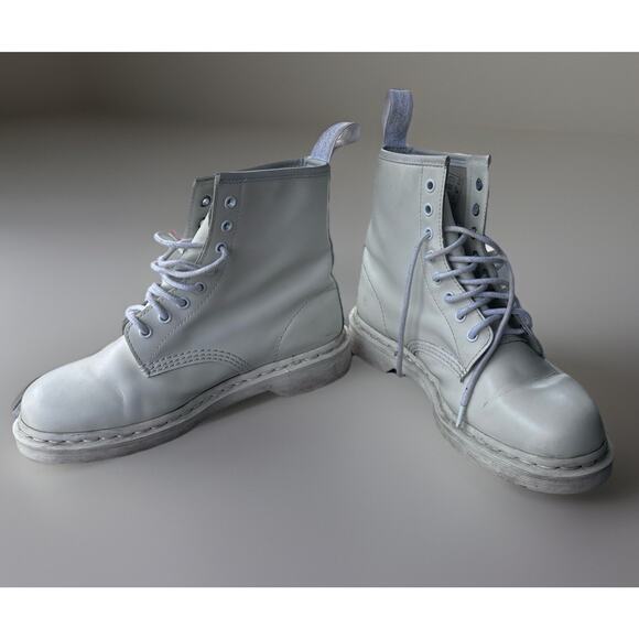 Dr. Martens 1460 Mono White Smooth Leather Lace Up Combat Boots Mens 9 Womens 10 main image 4